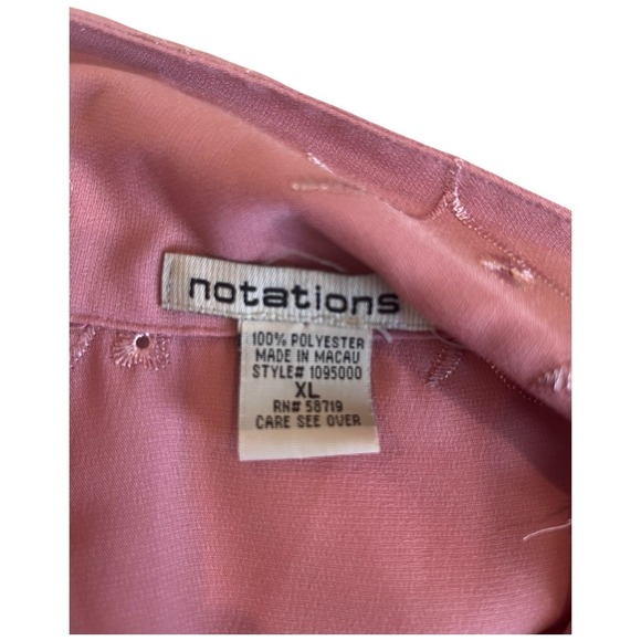 Vintage Notations Pink Embroidered Blouse XL Button Up Floral Sheer Y2K Coquette - Picture 7 of 7